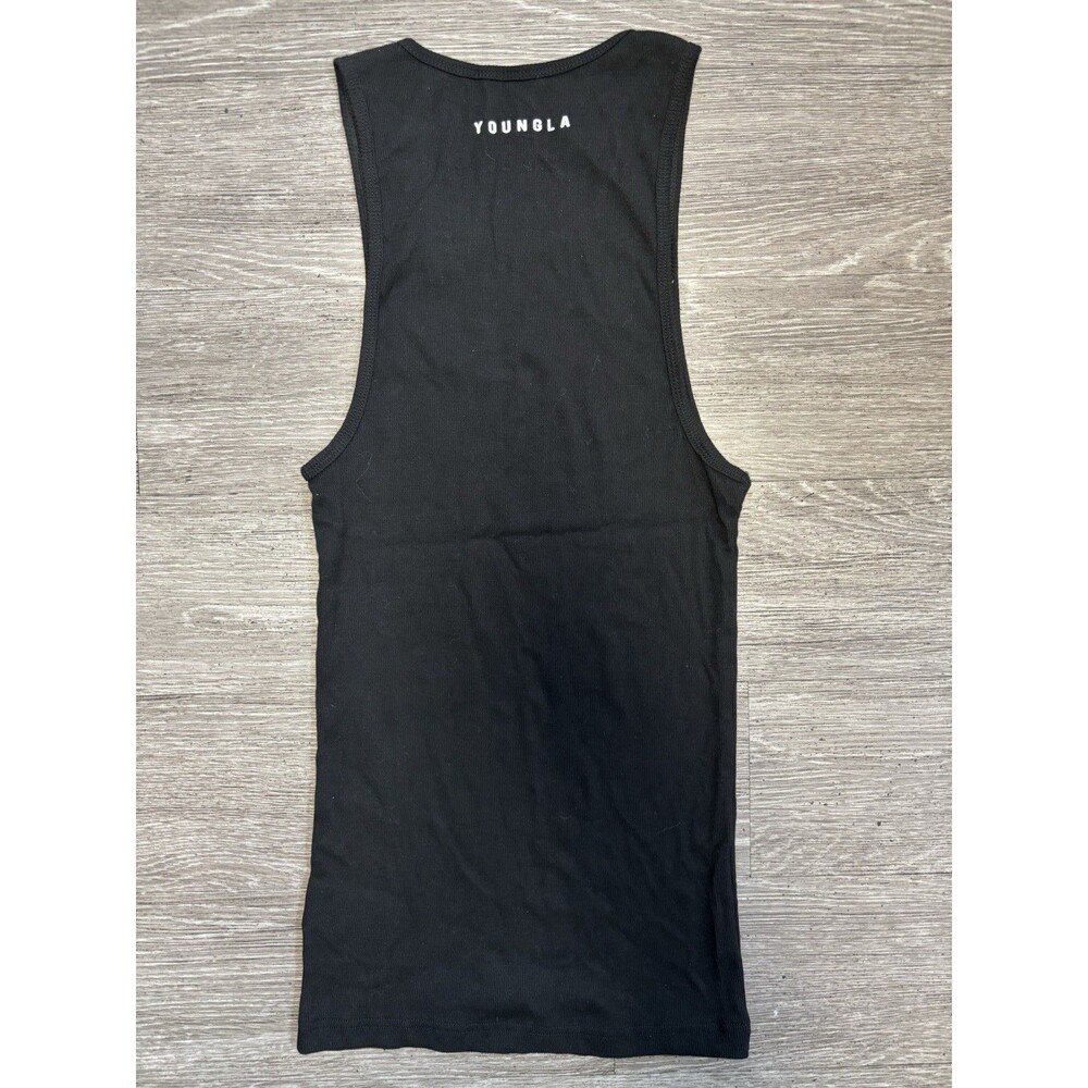 YoungLA Men's XL Tank Top Black Ribbed, Stretch, Gym Muscle
